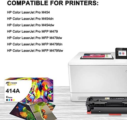 Toner Bank Compatible Toner Cartridge Replacement for HP 414A 414X 414 W2020A Work with Color Pro MFP M479fdw M454dw M479fdn M454dn M479 Laser Printer Ink (Black Cyan Magenta Yellow, 4-Pack) in Kuwait