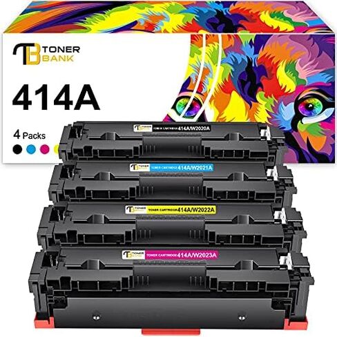 Toner Bank Compatible Toner Cartridge Replacement for HP 414A 414X 414 W2020A Work with Color Pro MFP M479fdw M454dw M479fdn M454dn M479 Laser Printer Ink (Black Cyan Magenta Yellow, 4-Pack) in Kuwait