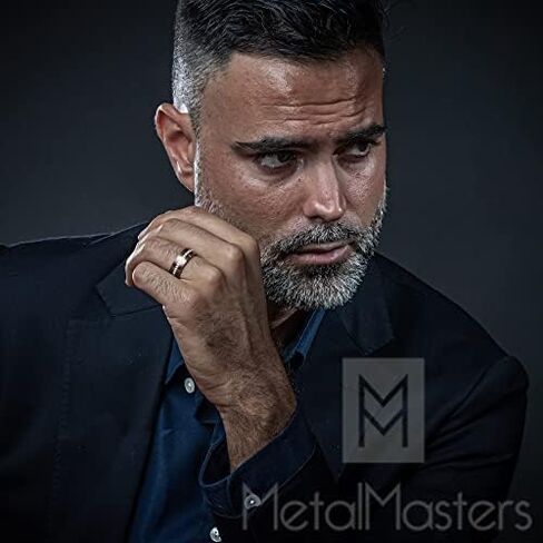 Metal Masters Co. Mens Rose Goldtone Eternity Tungsten Carbide Ring Dome Wedding Band CZ 8MM in Kuwait