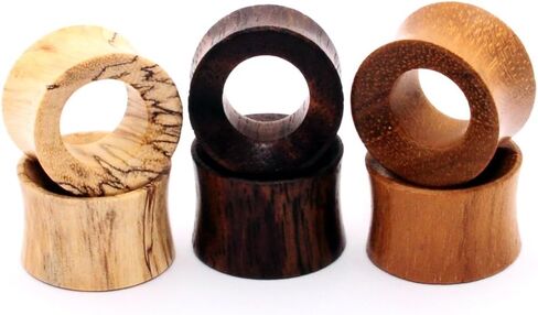 Mystic Metals Body Jewelry Set of 3 Pairs Wood Tunnels (Tamarind, Teak, Sono) in Saudi Arabia