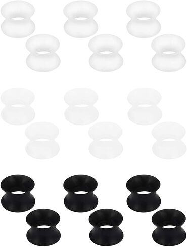 Lcolyoli 9 Pairs Ultra Thin Silicone Tunnels Ear Gauges Silicone Ear Skin Flexible Flesh Tunnel Expander Stretcher Gauge Earlets Plug Gauges Kit for Women Men 6G-20mm in Kuwait