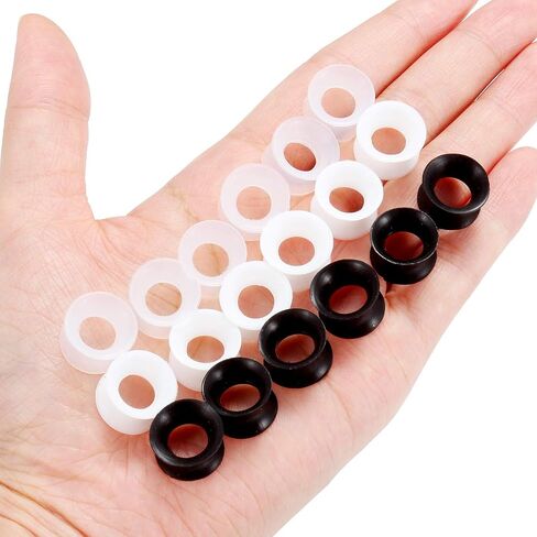 Lcolyoli 9 Pairs Ultra Thin Silicone Tunnels Ear Gauges Silicone Ear Skin Flexible Flesh Tunnel Expander Stretcher Gauge Earlets Plug Gauges Kit for Women Men 6G-20mm in Kuwait