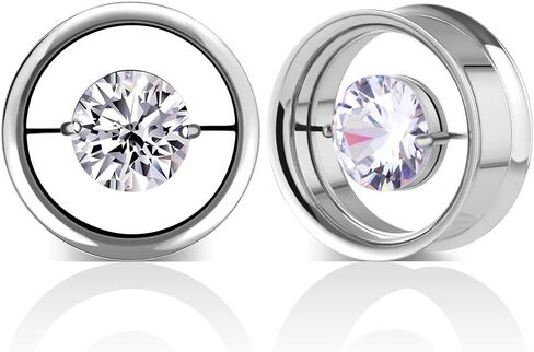 COOEAR 1 Pair Stainless Steel Tunnels Gem Ear Plugs Eyelet Gauges for Ears Screw Back Double Flared Stretchers Expander. in Kuwait
