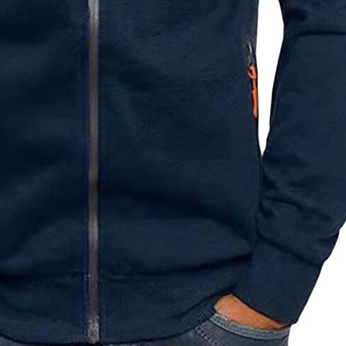 Fleece Hoodies for Men Long Sleeve Full Zip Up Sports Sweatshirt Lightweight Slim Fit Hoodie with Zip Pockets (Black,Large) in Kuwait