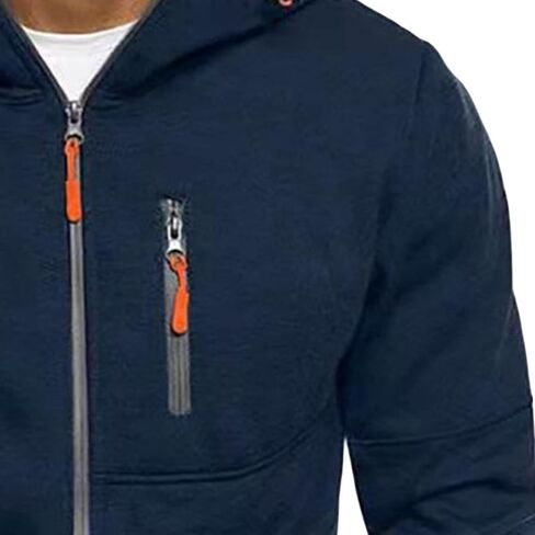 Fleece Hoodies for Men Long Sleeve Full Zip Up Sports Sweatshirt Lightweight Slim Fit Hoodie with Zip Pockets (Black,Large) in Kuwait