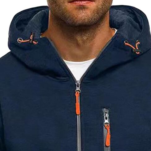 Fleece Hoodies for Men Long Sleeve Full Zip Up Sports Sweatshirt Lightweight Slim Fit Hoodie with Zip Pockets (Black,Large) in Kuwait