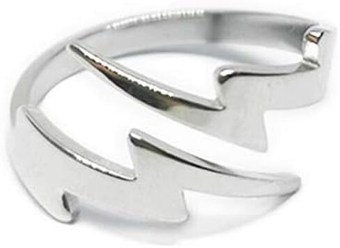 Double Lightning Bolt Wrap Open Ring for Men Boys Women Teen Girls Stainless Steel Fashion Punk Personalized Unique Expandable Statement Engagement Finger Rings Jewelry Gifts for BFF Birthday Son in Kuwait