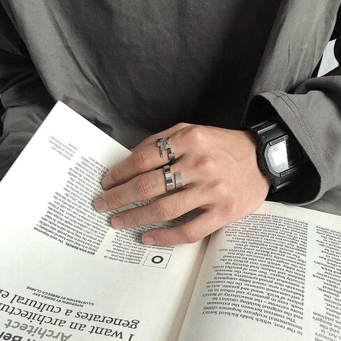 Double Lightning Bolt Wrap Open Ring for Men Boys Women Teen Girls Stainless Steel Fashion Punk Personalized Unique Expandable Statement Engagement Finger Rings Jewelry Gifts for BFF Birthday Son in Kuwait