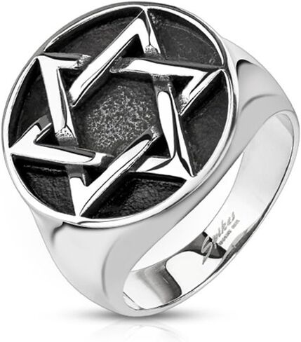 Blue Palm Jewelry - Rings Star of David Medallion Cast Wide Cast Ring Stainless Steel Band Ring R670 in Kuwait