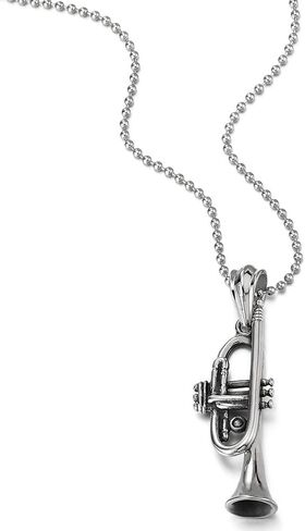 COOLSTEELANDBEYOND Trumpet Pendant Necklace for Men Women Stainless Steel with 30 inches Ball Chain in Saudi Arabia