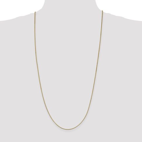 Solid 14k Yellow Gold .95mm Box Chain Necklace - with Secure Lobster Lock Clasp in Kuwait