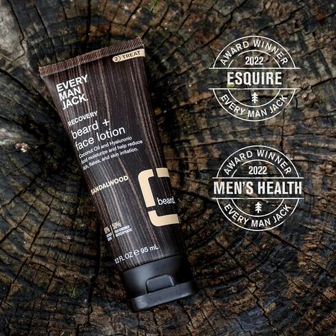 Every Man Jack Recovery Beard + Face Lotion for Men - with a Warm Sandalwood Scent 3.2 oz in Kuwait