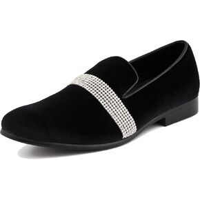 Amali The Original Men's Velvet Smoking Slipper with Rhinestone Embellished Strap Dress Shoe, Style Monarch in Kuwait
