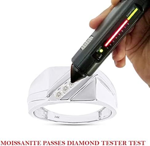 SAVEARTH DIAMONDS 1/8 ct. t.w Round Cut Lab Created Moissanite Diamond Five Stone Men's Wedding Ring In 10K Or 14K Solid Gold (G-H Color, VVS1 Clarity, 0.12 Cttw) in Kuwait