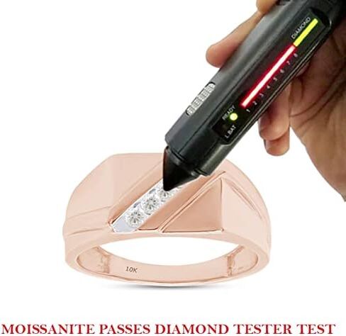 SAVEARTH DIAMONDS 1/8 ct. t.w Round Cut Lab Created Moissanite Diamond Five Stone Men's Wedding Ring In 10K Or 14K Solid Gold (G-H Color, VVS1 Clarity, 0.12 Cttw) in Saudi Arabia