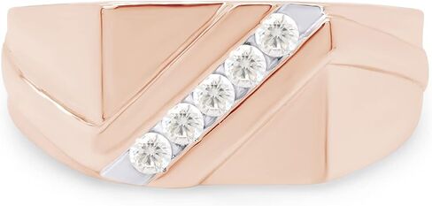 SAVEARTH DIAMONDS 1/8 ct. t.w Round Cut Lab Created Moissanite Diamond Five Stone Men's Wedding Ring In 10K Or 14K Solid Gold (G-H Color, VVS1 Clarity, 0.12 Cttw) in Saudi Arabia