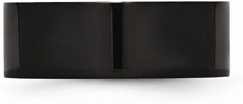 Stainless Steel 8mm Men's Black IP-Plated Flat Plain Classic Wedding Band Ring in Kuwait