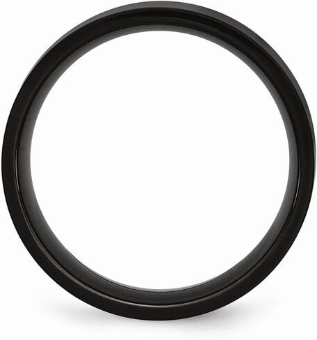 Stainless Steel 8mm Men's Black IP-Plated Flat Plain Classic Wedding Band Ring in Kuwait