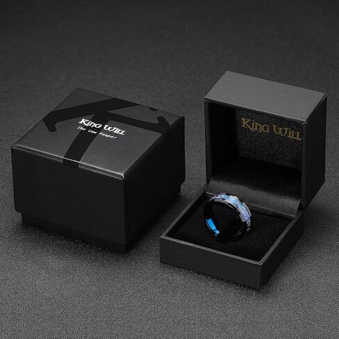 King Will DRAGON Men Tungsten Carbide Ring 8mm Silver/Blue/Black Celtic Dragon Wedding Band Polish Finish in Saudi Arabia