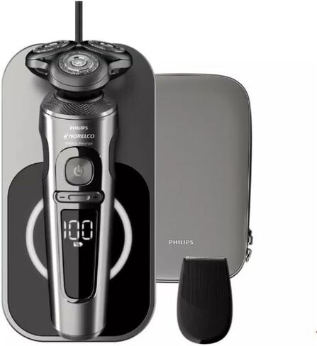 ماكينة الحلاقة الكهربائية Philips Norelco SP9860/86 Series 9000 مع أداة التشذيب الدقيقة SmartClick | الحقيبة المميزة | شاحن تشي in Kuwait