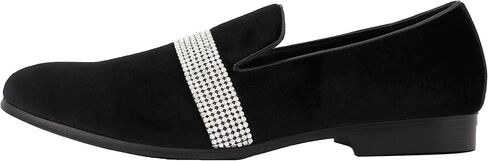 Amali The Original Men's Velvet Smoking Slipper with Rhinestone Embellished Strap Dress Shoe, Style Monarch in Kuwait