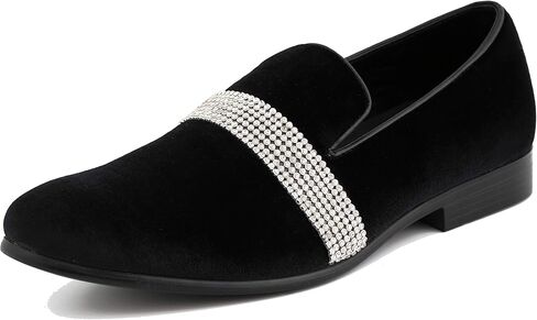 Amali The Original Men's Velvet Smoking Slipper with Rhinestone Embellished Strap Dress Shoe, Style Monarch in Kuwait