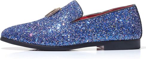 Santimon Mens Loafer Metallic Slip-on Glitter Fashion Smoking Slipper Moccasins Casual Dress Shoes in Saudi Arabia