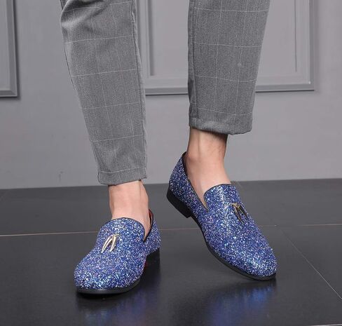 Santimon Mens Loafer Metallic Slip-on Glitter Fashion Smoking Slipper Moccasins Casual Dress Shoes in Saudi Arabia