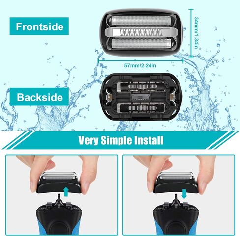 شفرة وقطاعة بديلة لماكينة الحلاقة من فيفيكام 32B متوافقة مع براون، خرطوشة كاسيت لشفرة الرأس البديلة لماكينة الحلاقة متوافقة مع براون سيريز 3 300S، 301S، 310S، 320S، 330S340S، 360S in Kuwait