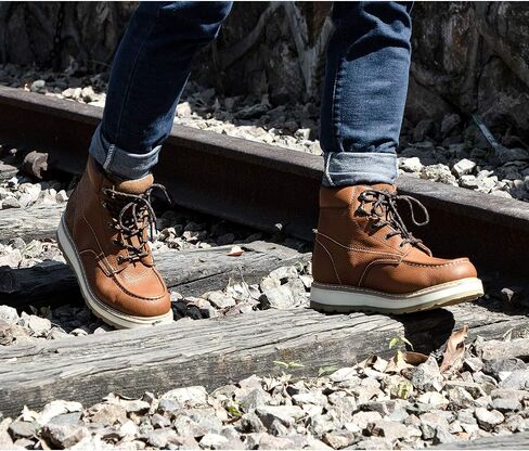 Montwell Mens Work Boots Composite Toe Soft Toe Waterproof Slip Resistant Puncture-proof Moc Toe Construction Work Boots in Kuwait