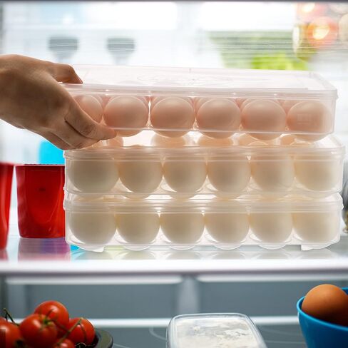 TOPZEA 3 Pack Plastic Egg Holder Box, 3 x 24 Slot Deviled Eggs Tray Carrier Platter with Lid, Egg Dispenser Stackable Fridge Egg Storage Container for Home, Restaurant, Picnic in Saudi Arabia