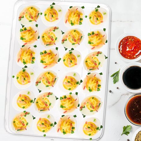 TOPZEA 3 Pack Plastic Egg Holder Box, 3 x 24 Slot Deviled Eggs Tray Carrier Platter with Lid, Egg Dispenser Stackable Fridge Egg Storage Container for Home, Restaurant, Picnic in Saudi Arabia