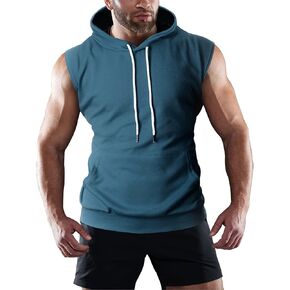 Ohoo Men's Workout Hooded Tank Tops Muscle Cut Off Sleeveless Gym Hoodies in Saudi Arabia