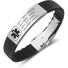 Love Jewelry Personalized 9 Inches Emergency ID Medical Bracelets for Men Engraved Wristband Silicone Sport Medical Alert Bracelets for Women in Kuwait