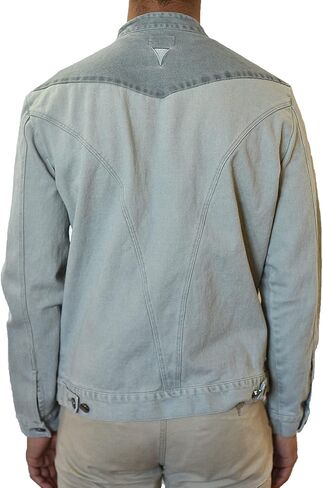SpearPoint Men's Washed Gray Denim Casual Jean Jacket - 100% Cotton in Kuwait