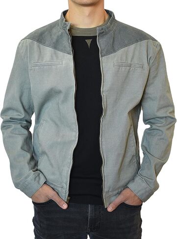 SpearPoint Men's Washed Gray Denim Casual Jean Jacket - 100% Cotton in Kuwait