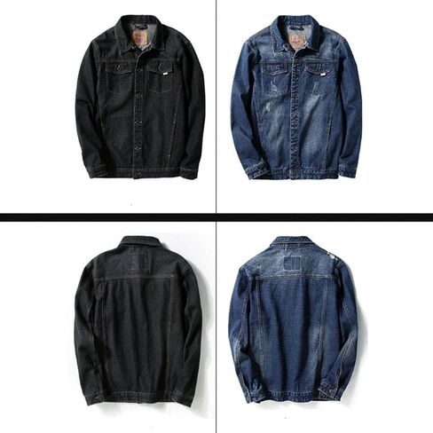 HZCX FASHION Mens Denim Trucker Jacket Big and Tall Loose Button Down Jean Coat in Saudi Arabia
