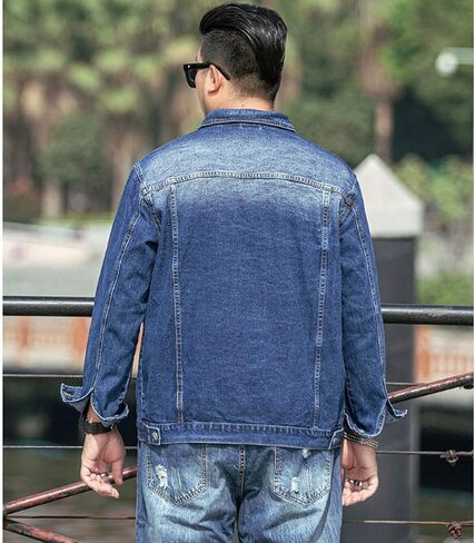 HZCX FASHION Mens Denim Trucker Jacket Big and Tall Loose Button Down Jean Coat in Saudi Arabia