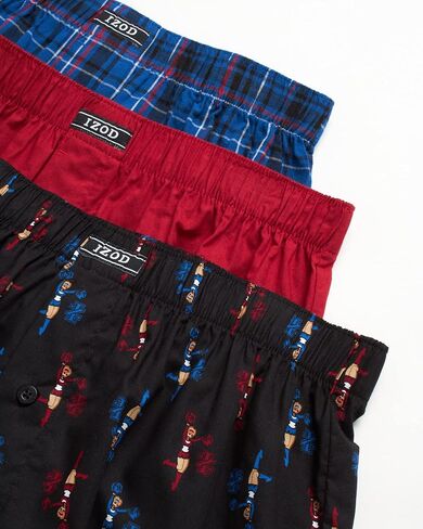 ملابس داخلية للرجال من IZOD - بوكسرات منسوجة من القطن مع ذباب عملي (3 عبوات) in Kuwait