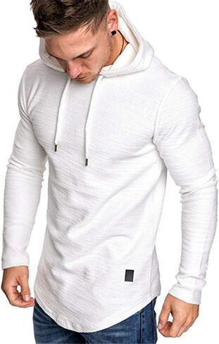 SHERUPOO Mens Workout Hoodie Gym Muscle Sweatshirt Athletic Hooded Long Sleeve Sweater Sports Training in Saudi Arabia