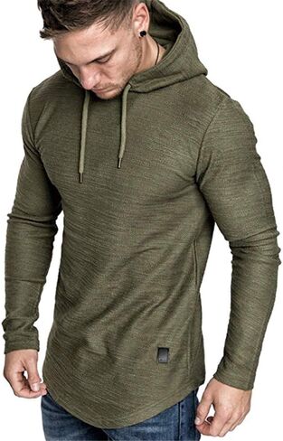 SHERUPOO Mens Workout Hoodie Gym Muscle Sweatshirt Athletic Hooded Long Sleeve Sweater Sports Training in Saudi Arabia