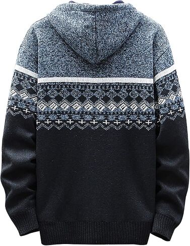 Ymosrh Mens Coats and Jackets Fashion Casual Sweater Jacket Warm Knit Sweater Hooded Hoodie Coats Jackets Plus Size in Saudi Arabia