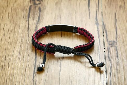 VNOX Personalized Stainless Steel Handmade Braided Rope Roman Numeral Name ID Adjustable Bracelet for Unisex in Saudi Arabia