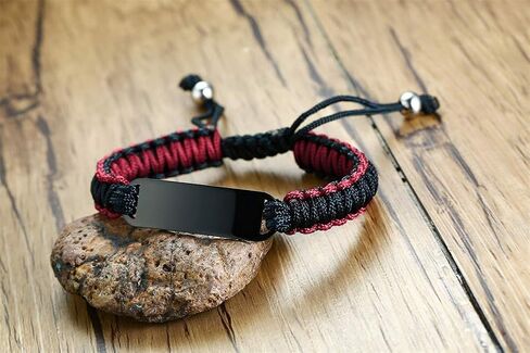 VNOX Personalized Stainless Steel Handmade Braided Rope Roman Numeral Name ID Adjustable Bracelet for Unisex in Saudi Arabia