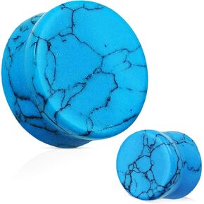 Never86 Pair of 6G 4mm Turquoise Semi Precious Stone Ear Plugs Gauges in Saudi Arabia