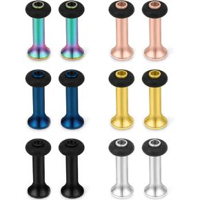 Hoeudjo 12PCS Gauge Tunnel Kit 12G-00G Surgical Steel Ear Gauges Earrings Plugs Stretching Set Single Flared Expanders for Women Men