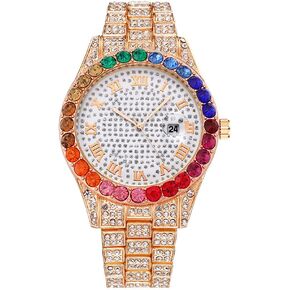 Unisex Big Dial Diamond Watch Men's Ladies Crystal Rhinestone Roman Numerals Iced-Out Watch in Kuwait