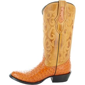 Soto Boots Men's Ostrich Print Cowboy Boots, Exotic Print Men's Cowboy Boots, Western Boots For Men H7002