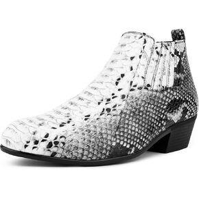 Bolano Adder Mens Dress Boots - Realistic Snake Print, Easy Zipper Slip On Ankle Boots in Saudi Arabia