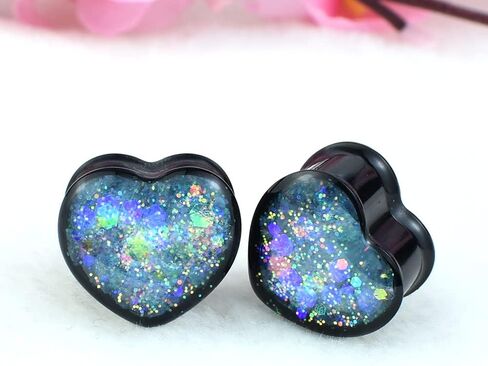 6mm to 30mm 12Pcs/6pair Heart Ear Gauge Tunnels Plugs Gauges for Ears Body Jewelry in Kuwait